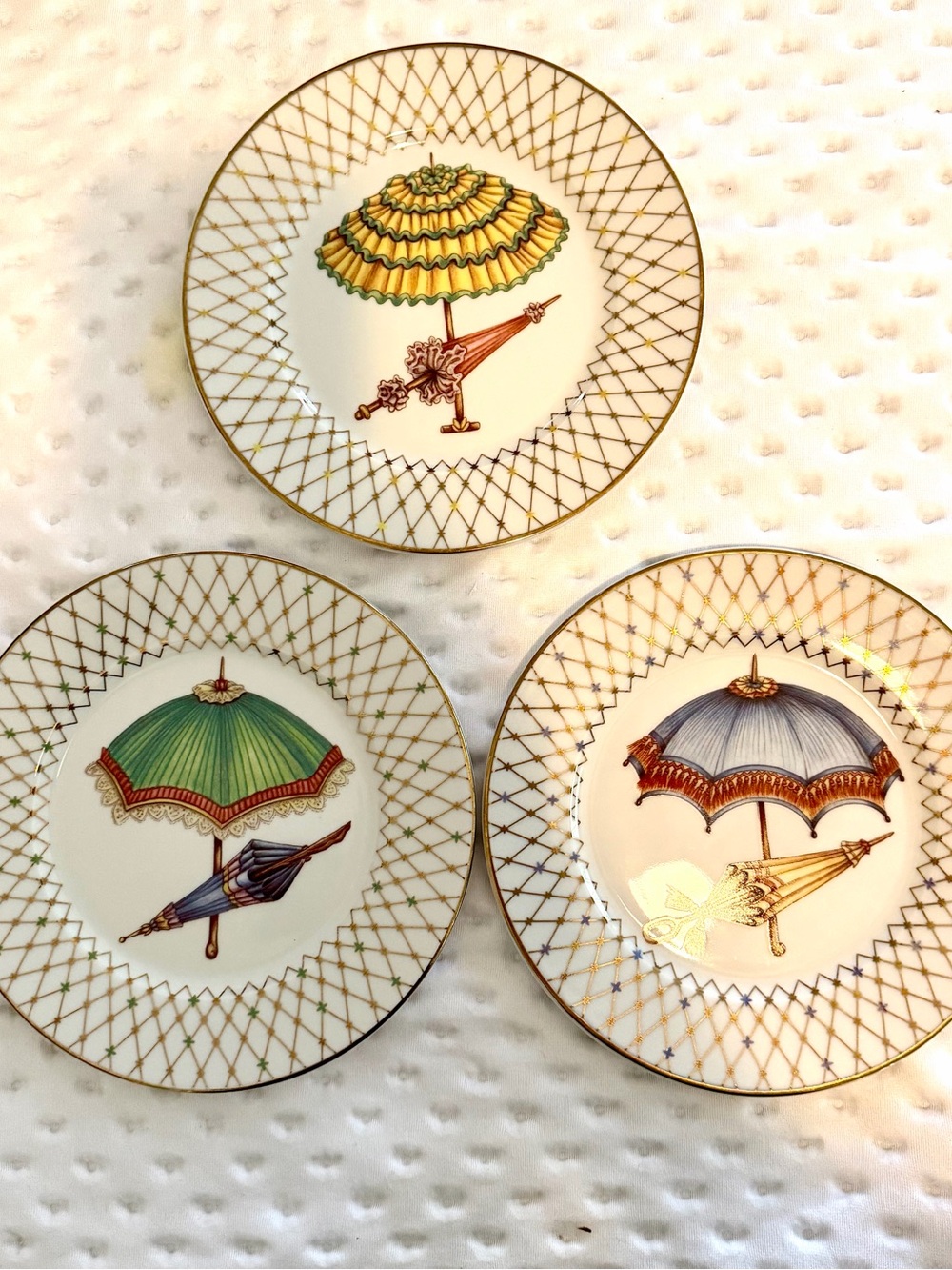 I. Godinger Email De Limoges 1855 Bread Plates, Set of 3